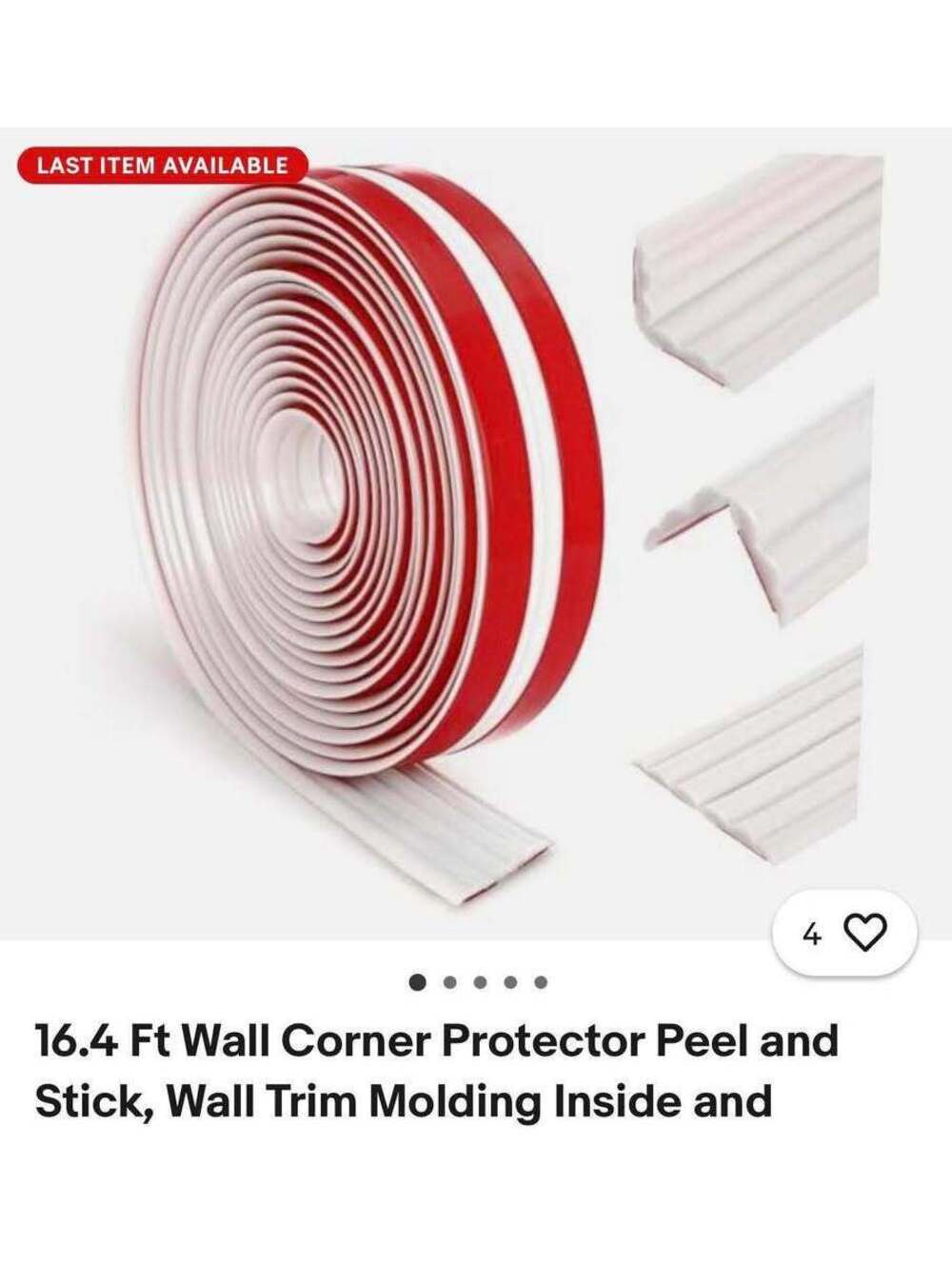 16.4 Ft Wall Corner Protector Peel and Stick, Wall Trim Molding Inside